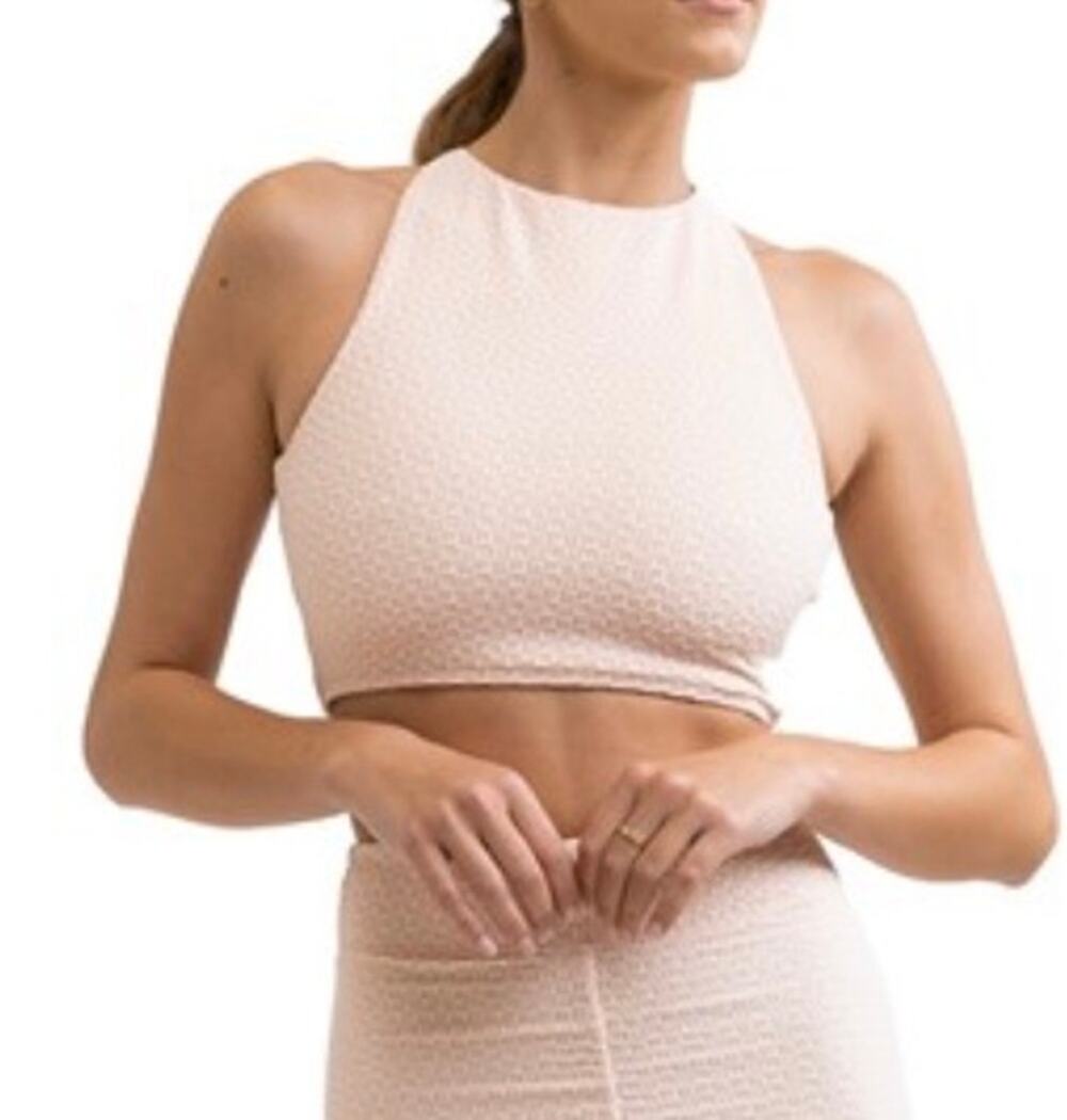 Rhythm Livin Peach Parfait Geo Cross Back Bikini Top S NWT